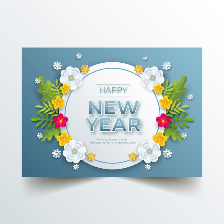 hand drawn flat new year greeting card template 23 2149192435