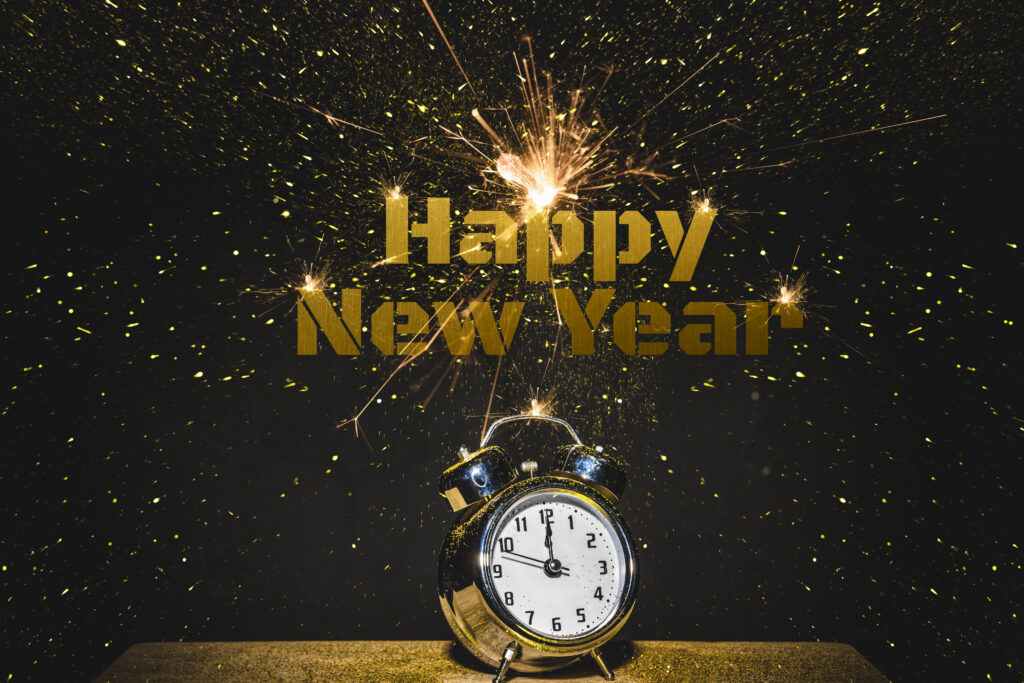 happy new year banner with fireworks scaled