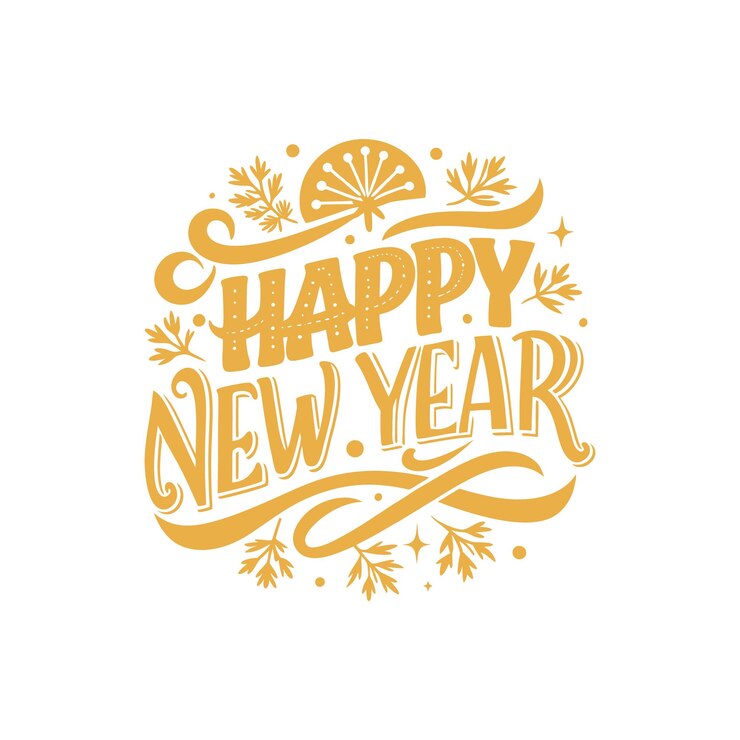 happy new year typography with ornaments vector 1119897 5038